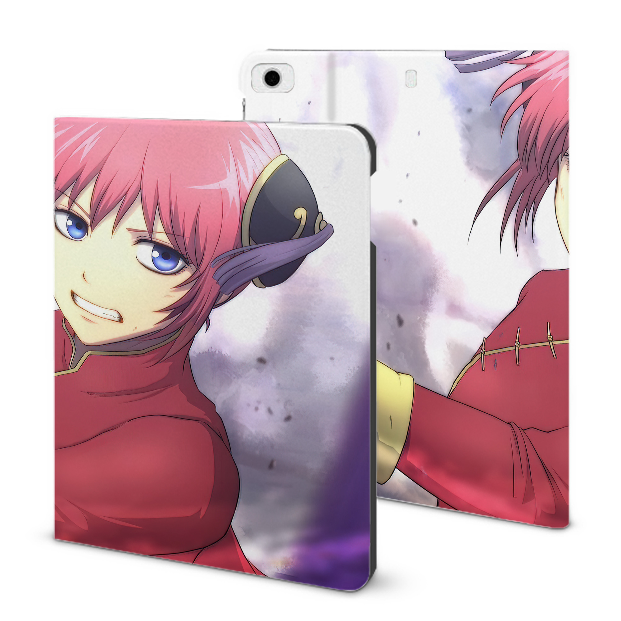 ぎんたま 坂田銀時（さかたぎんとき） 神楽 志村新八（しむら しんぱち） GINTAMA Sakata Gintoki Kagura Shimura Shinpachi IPad ケース ブック型 PUレザー TPU 耐衝撃 軽量 薄型 ペン収納なし 全面保護 IPad 各モデル対応